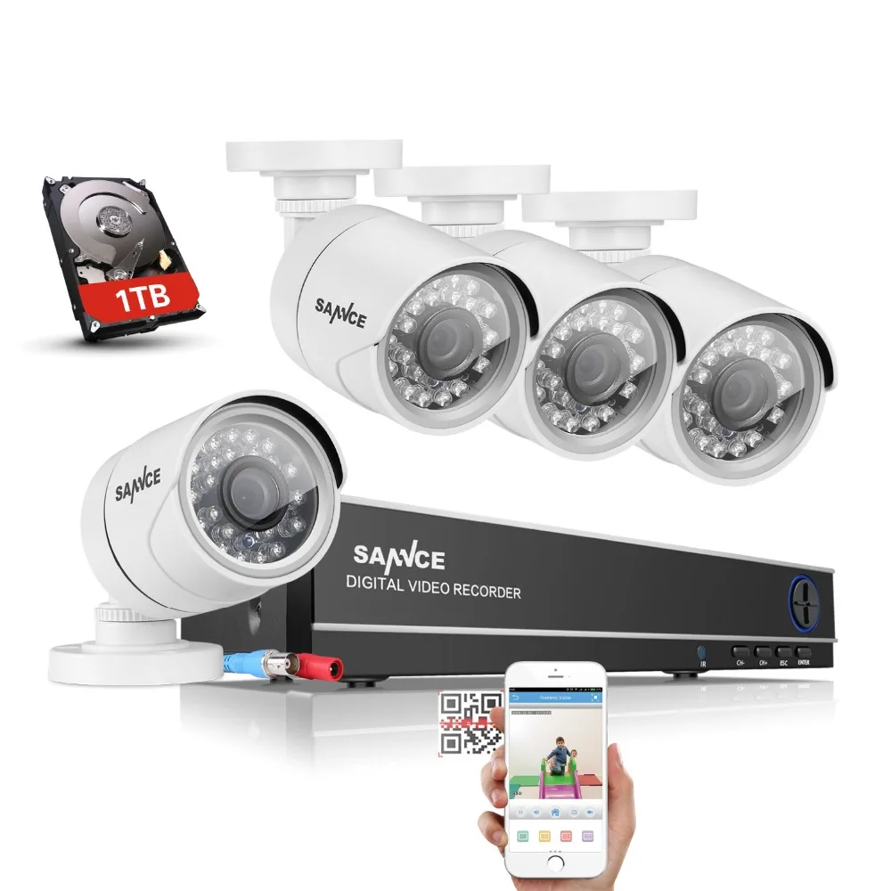 SANNCE HD 1080P HDMI 8ch CCTV System 8 channel DVR KIT 720P Video Recorder & 1500TVL Security Camera 1TB hdd Home Surveillance