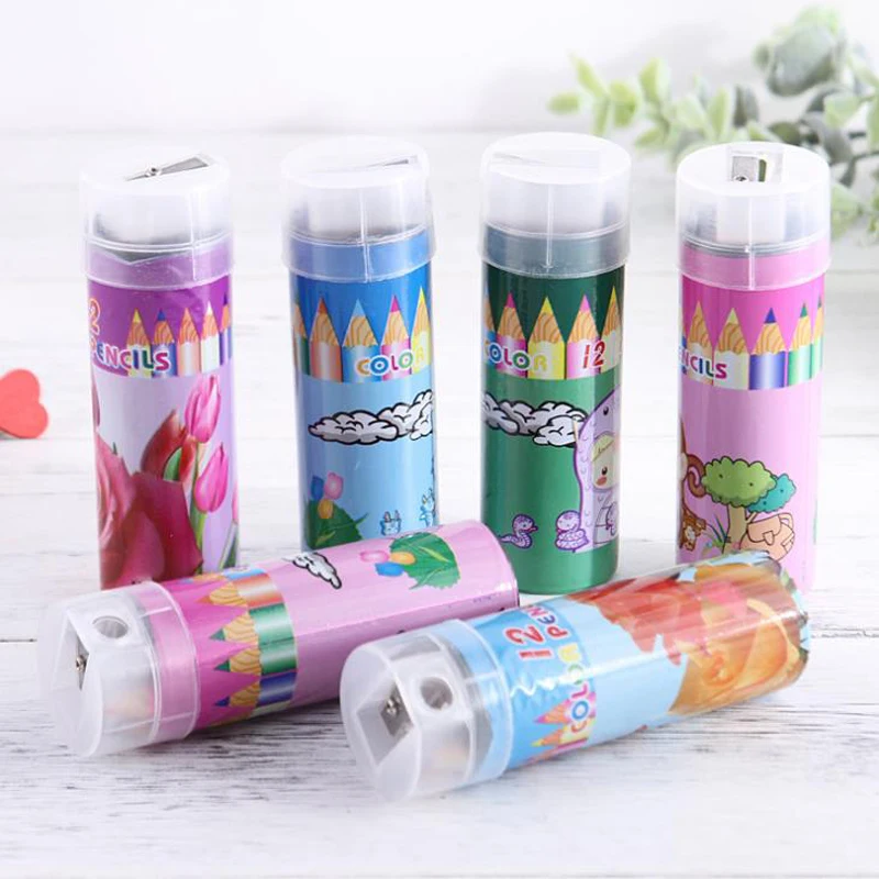 

12 Pcs/pack Cartoon 12 Colors Wooden Colored Pencils for Sketch Painting Drawing Girls Pencil with Pencil Sharpener Stationery