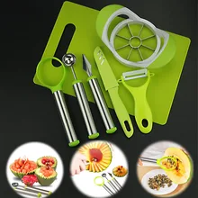 

Creative Gifts Cut Fruit Carved Tools Set Fruit Knife Apple Splitters Dual Use Cut Fruit Digging Ball Spoon chopping board DDC45