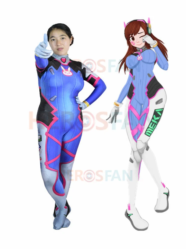 女性 女性 女の子 女性のためのハロウィーンのコスプレ衣装 Dva全身タイツスーツ パーソナライズされたスパンデックススキンスーツ デジタルプリント Print Print Magazineprint Pump Aliexpress