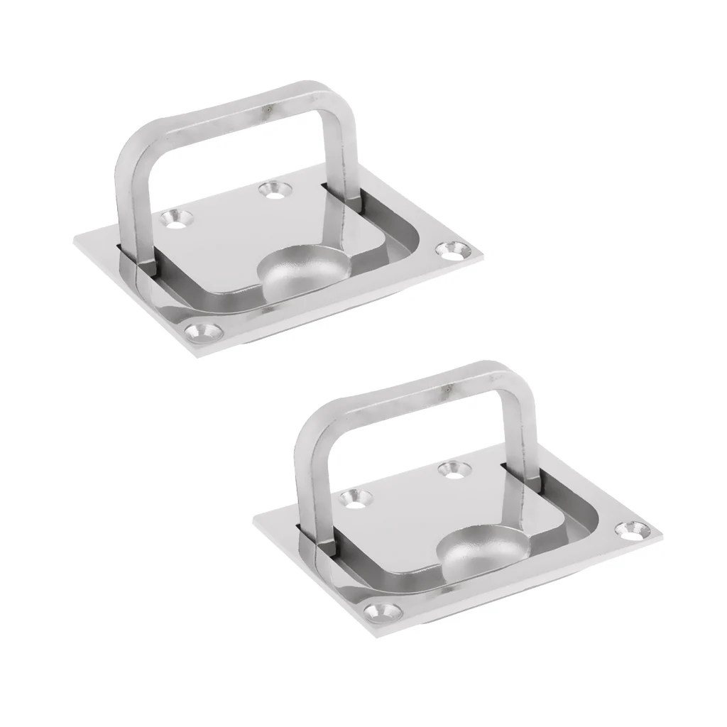 2 Pcs/Lot 316 Stainless Steel Flush Hatch Lift Ring Hatch Pull Handle Locker Cabinet Boat Marine Hardware 2.95 x 2.17 Inch