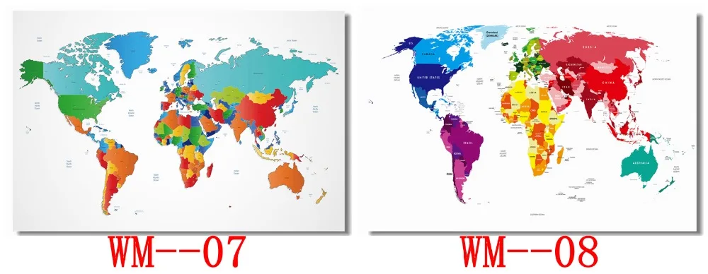 Пользовательские холст Наклейки на стены Карта мира Плакат карта мира наклейки на стену для офиса Фреска карта мира обои украшения спальни#0620