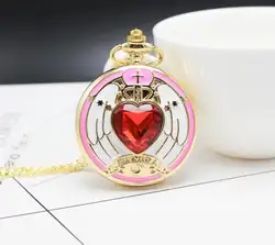Золотая Магия Сакура кулон карманные часы для девочек Классический Аниме часы с ожерельем подарки для студентов женщина подарок часы