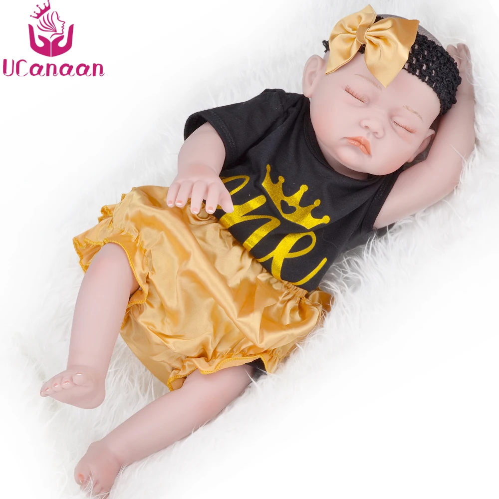 

UCanaan 50CM Full Silicone Body Sleep Baby Doll Handmade Kawaii Girls Dolls Reborn Toys For Children Best Birthday Gifts