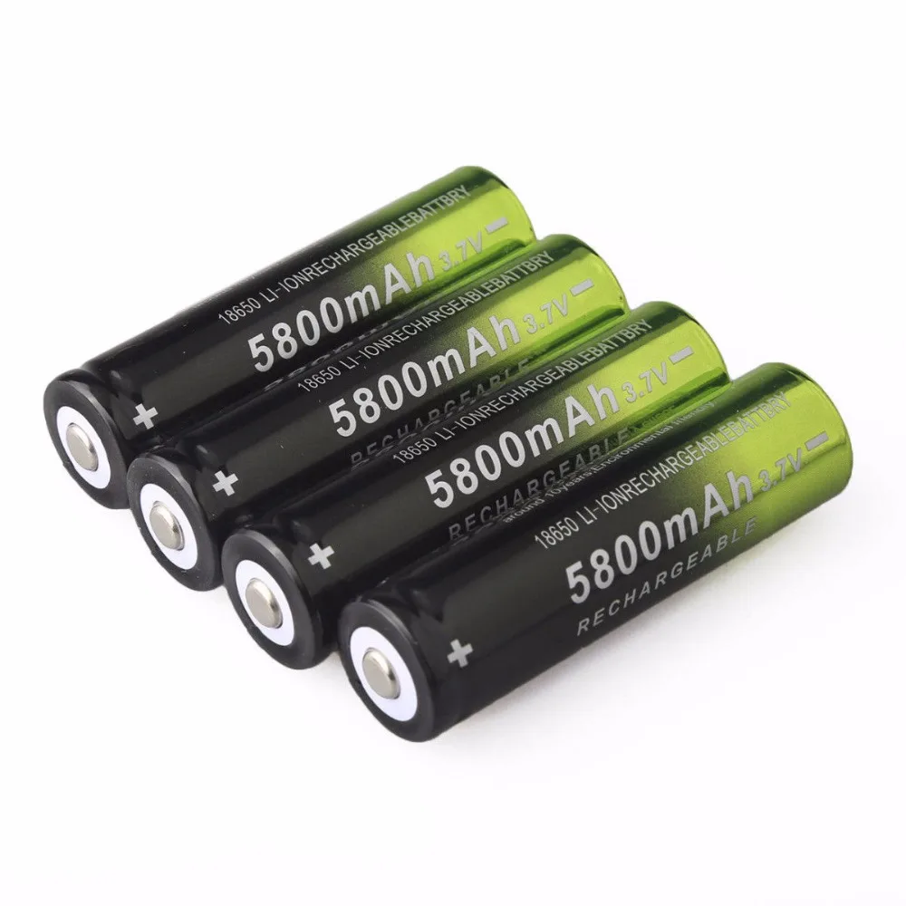 Новые 4 шт 5800mAh литий-ионная 3,7 V аккумуляторная батарея 18650 flashlightty батарея+ ЕС зарядное устройство