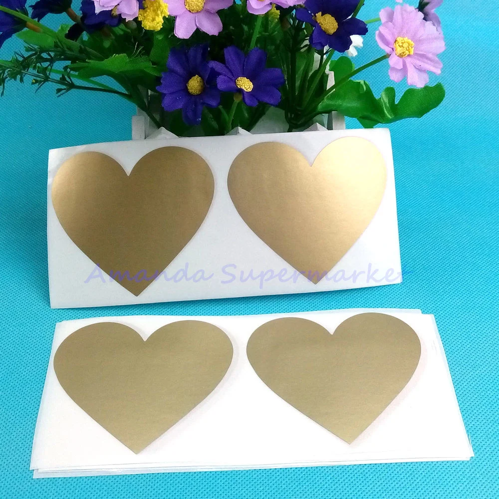 

20Pcs Scratch Off Sticker 70x80mm Love Heart Shape Gold Color Blank For Secret Code Cover Home Game Wedding Message Sticker