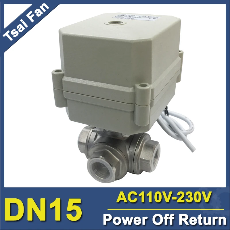 

AC110-230V Power Off Return Valve 3-Way L/T Type BSP/NPT 1/2'' Stainless Steel Electric Shut Off Drinking Water Valve 10Nm