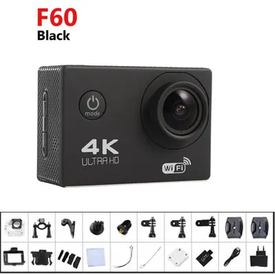 Новая Экшн-камера 4k F60/F60R 1080 P/60fps 16MP WiFi 170D шлем камера go подводный Спорт камера pro Водонепроницаемый Дайвинг - Цвет: as picture show