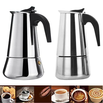 

Stainless Steel Coffee Maker Pot Mocha Moka Espresso Latte Stovetop Coffee Pot Filter 100ML 200ML 300ML 450ML Coffee Machine