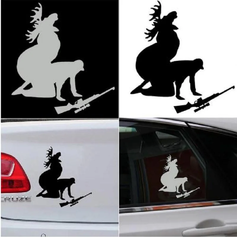 

13*12CM Elk Hunter Personalized Car Stickers Decals How Ya Like My Meat Now Funny Moose Hunting Hunter Black/Silver