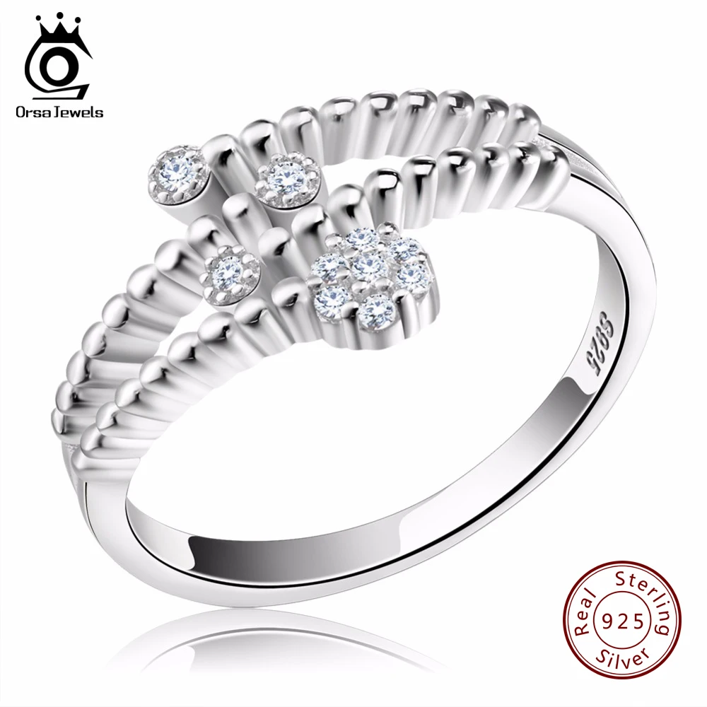 

ORSA JEWELS 925 Sterling Silver Jewelry 2019 New Fashion Wedding&Engagement Rings Adjustable Rings for Girl Friend SR03