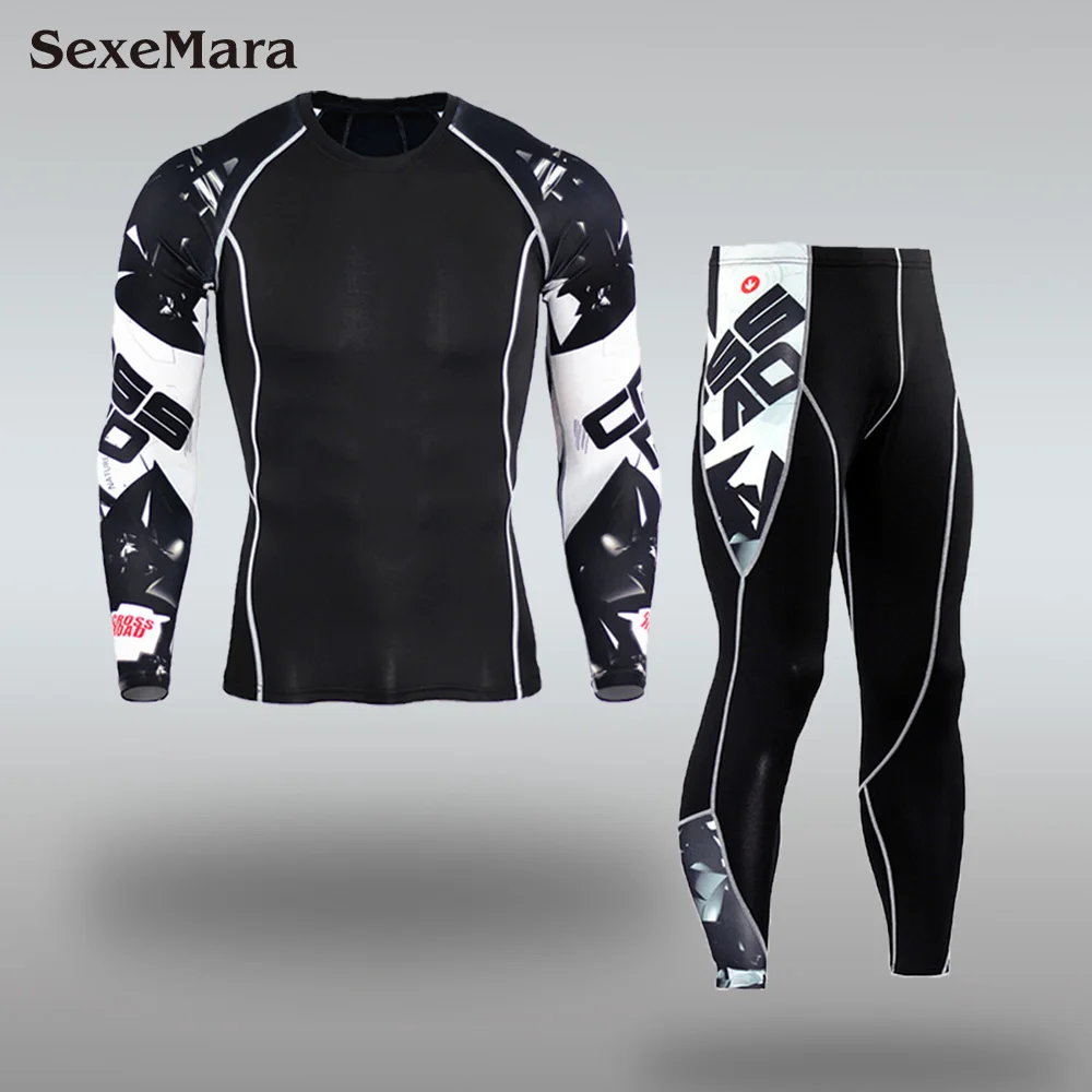 

NEW Men's Compression Set Running Tights Workout Fitness Training Tracksuit Long Sleeves Long Johns Suit rashgard jogging kit