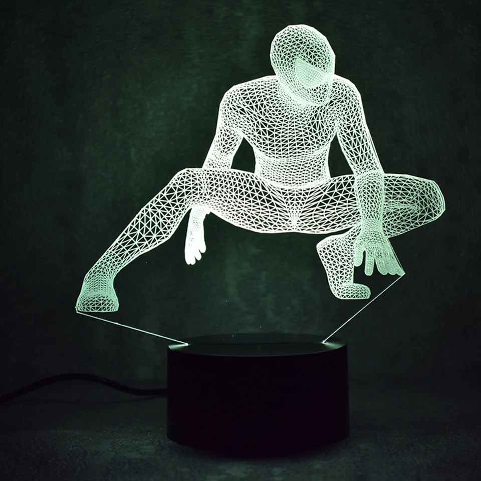 

3D USB LED Colorful Night Lights Atmosphere Sleeping Spider Man Light Fixture Decor Creative Visual Bedroom Super Hero Desk Lamp