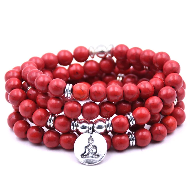 

108 Beads 8mm Natural Stone Buddhist Buddha Meditation Beads Bracelet For Women Men Prayer Bead Rosary Hanging Decoration