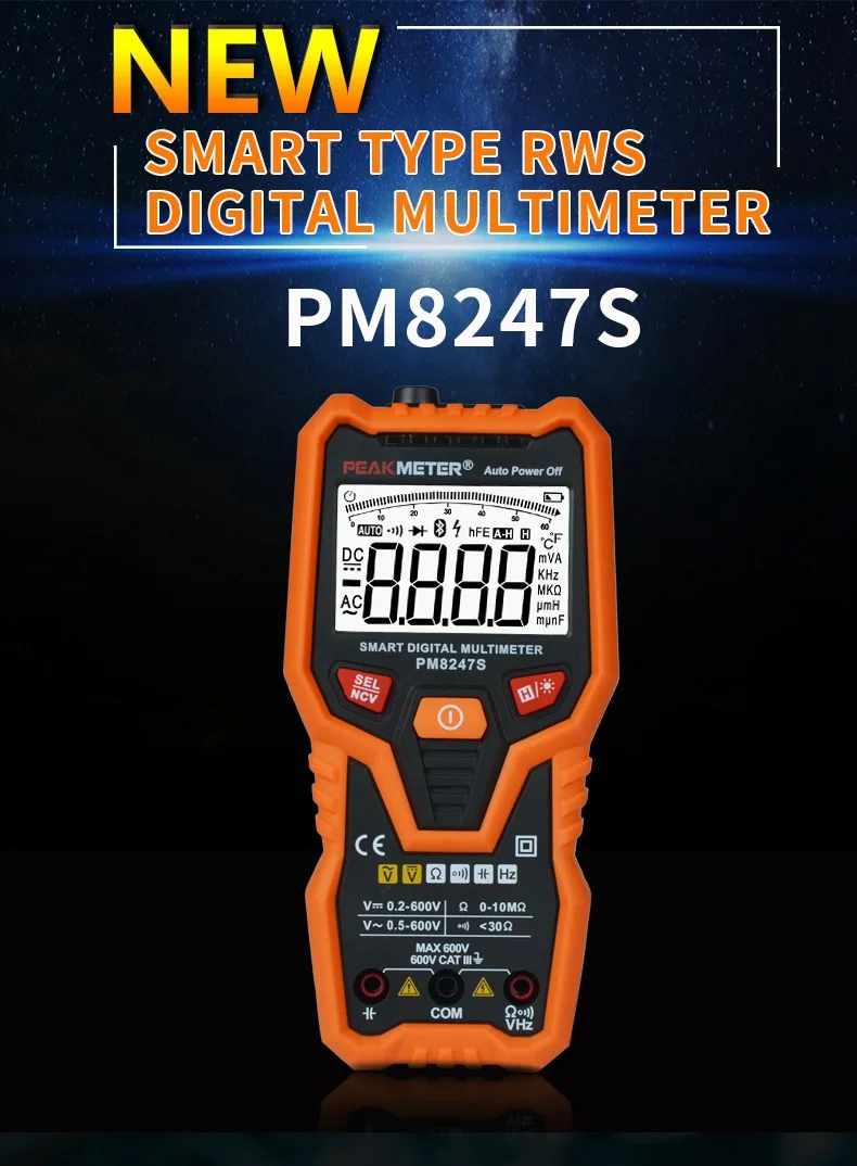 Peakmeter pm8247s inteligente autorange profissional multímetro digital