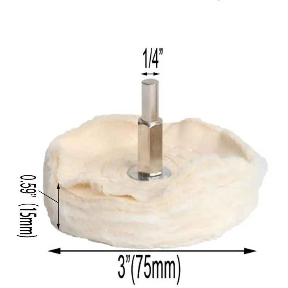 1 шт. 2 ''/3''/4 ''хлопок полированное шлифовальное колесо белый фланелет конус/колонна/гриб/Т-образный Шлифовальная головка для сверла - Цвет: T-type75mm