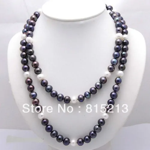 

ddh0079 Genuine 35"9-10MM TAHITIAN REAL BLACK PEARL LONG NECKLACE 14K GOLD CLASP
