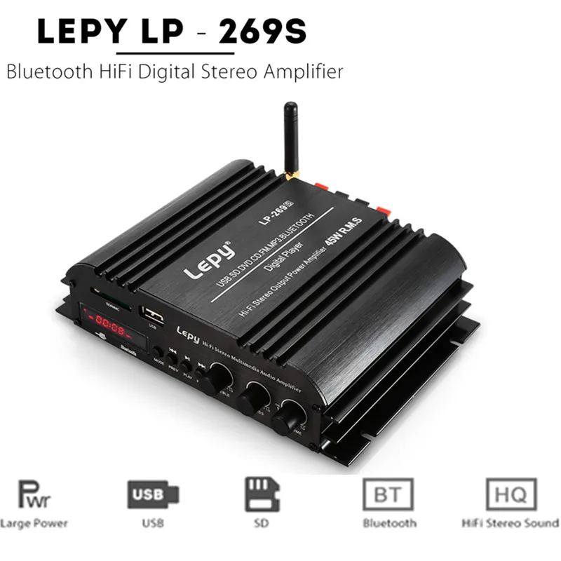 

Lepy LP - 269S Bluetooth Amplifier 2-channel HiFi Stereo Audio Support SD USB FM