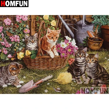 

HOMFUN Full Square/Round Drill 5D DIY Diamond Painting "Animal cat landscape" Embroidery Cross Stitch 5D Home Decor Gift A17923