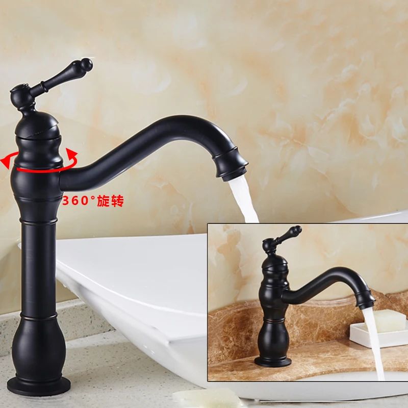 

360 rotate Oil Rubbed Black Bronze Deck Mounted Kitchen Faucets Torneira Handle Swivel Sink Lavatory Faucets,Mixers Taps