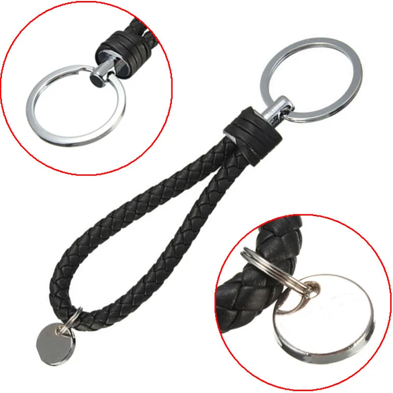 

Popular Leather Strap Weave Rope Keyring Car Key Chain Ring Keyfob Holder