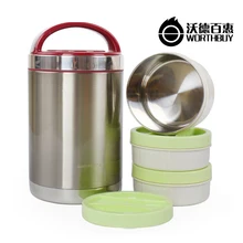 Worthbuy 304 edelstahl mittagessen boxs mit fächern versiegelt doppel vakuum thermische bento box food suppe vorratsbehälter