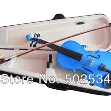 4/4 Синий твердой древесины скрипка, Студент Акустическая Чирок Синий Размер 1/4 Клен Ель Скрипка с Сумкой Лук Канифоль