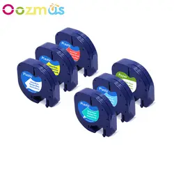 Oozmas 6 шт. Dymo лента 12 мм Совместимость DYMO LetraTag 91200 91201 91202 91203 91204 91205 для принтера ленты LT100H QX50 Label Maker