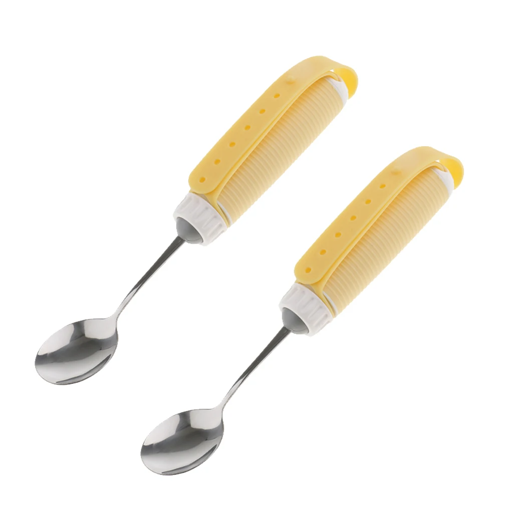 2 Pack Flexible 360 Degree Rotating Swivel Spoon Utensil Eating Aids With Portable Strap Handle For Disabled, Elders, Children