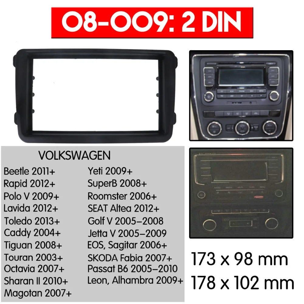 

Car Radio Fascia multimedia Frame Kit For VOLKSWAGEN Caddy 2004+ Facia Panel Trim Dash CD Double Din Audio Bezel dash Mount Kit