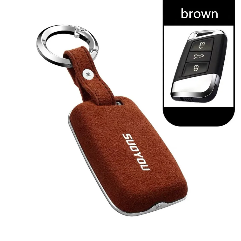 Car Key Cover Genuine Leather Galvanized Alloy For Volkswagen V W Tiguan MK2 Magotan Passat B8 CC For Skoda Superb A7