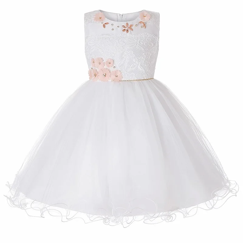 Детское свадебное платье кружевное платье принцессы с инкрустацией для девочек пышное платье для маленьких детей для выступлений летняя Новинка - Цвет: as picture