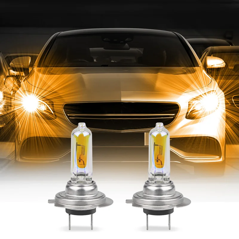 2Pcs/1pair 12V H7 55W Quartz Glass Halogen Bulb 2300K Super Bright Yellow Car Headlight Fog Light h7 Halogen headlight Bulbs