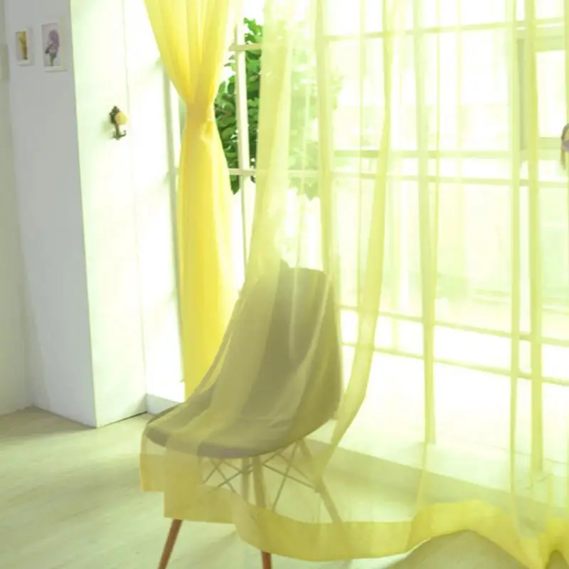 Штора для спальни, дешевые готовые занавески из органзы для детского окна, занавески для гостиной, свадебные Штора для домашнего декора - Цвет: golden yellow