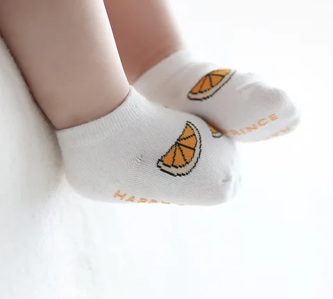 2 пар/лот, летние носки из чистого хлопка оранжевые носки-лодочки с бананом носки-тапочки для маленьких мальчиков и девочек детские противоскользящие носки для детей от 0 до 2 лет