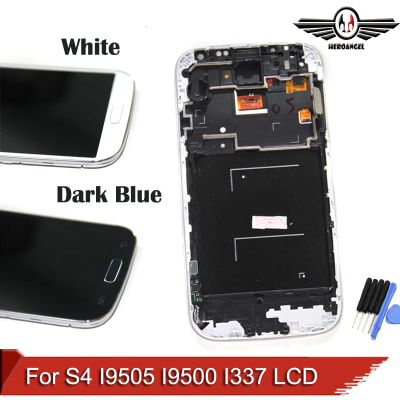 I9505 LCD I9500 LCD For Samsung Galaxy S4 I9500 I9505 I337 LCD Display+Touch Screen Glass Digitizer+Bezel Frame Assembly