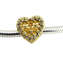 CKK блеск CZ талисманы Аутентичные 925 пробы соты кружево серебро бусины для изготовления ювелирных изделий Подходит браслет