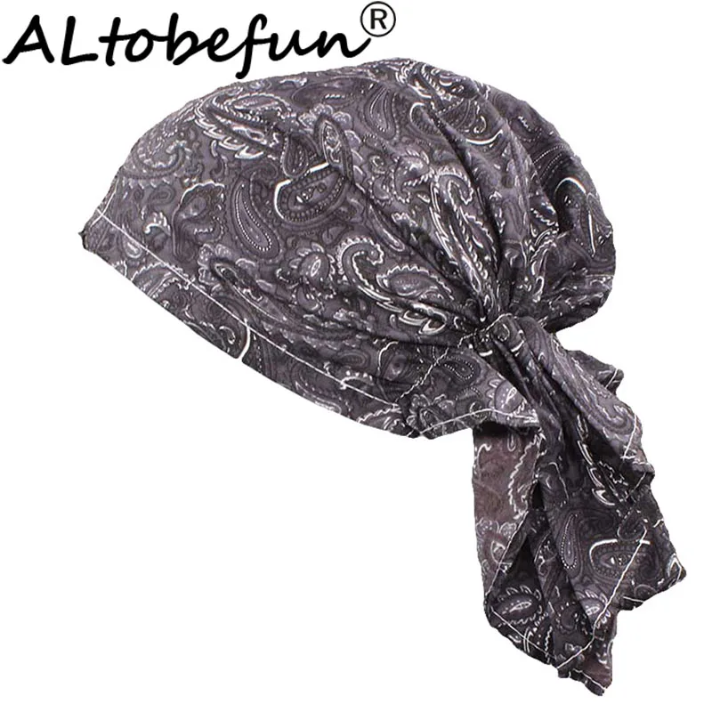 

ALTOBEFUN Classical Girl Hip-hop Stretchy Turban Cap Lady Rural Caps Women Headwear Bandanas Female Chemo Hat Polyester BD004