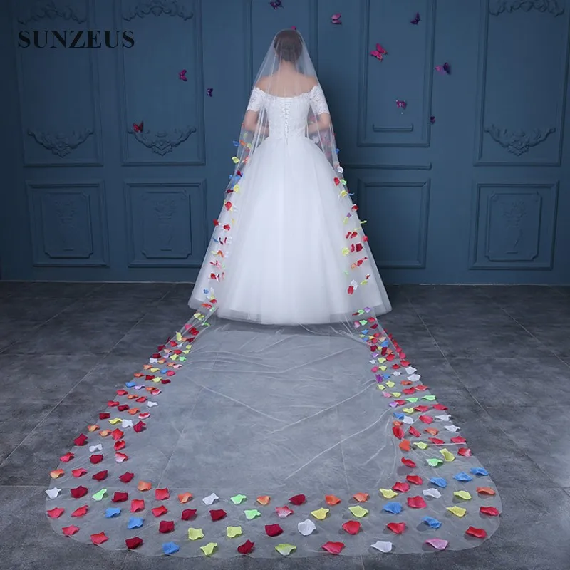 

Cathedral Wedding Veil 4.6M to 4.8M Long Ivory BridAL Veils With Rose Petals voile de mariee
