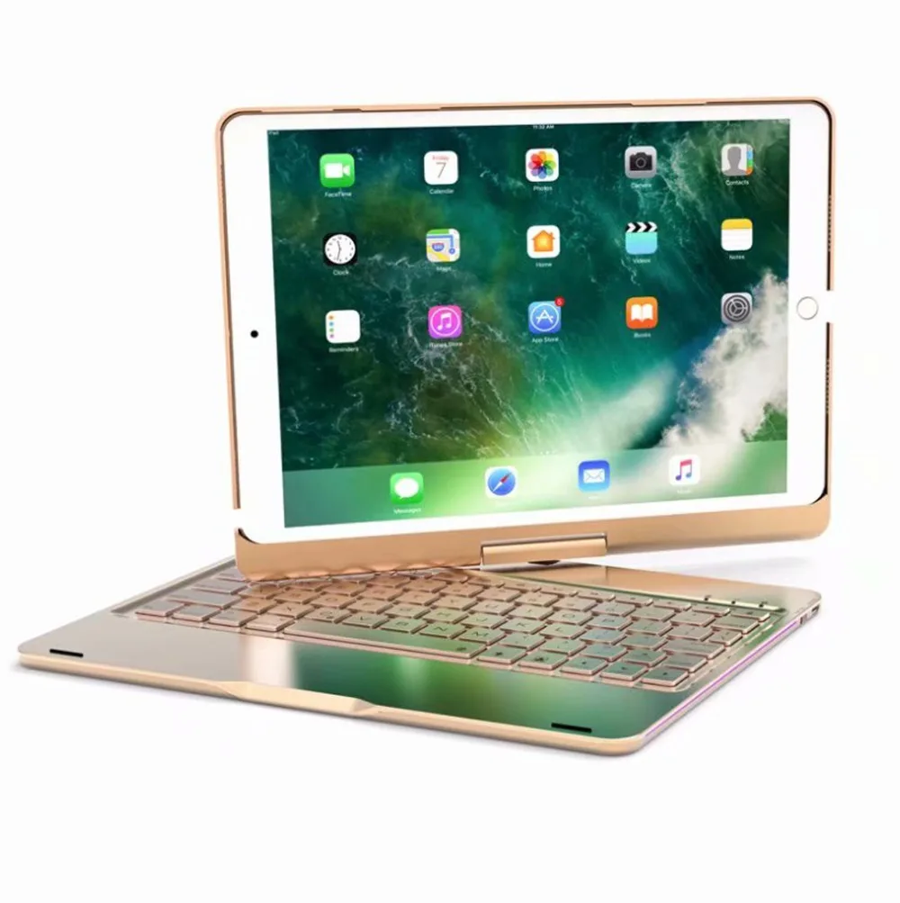  Rotating 360 Degree Backlit Light Wireless Bluetooth Keyboard Rotary Cover Case For Apple iPad Pro 