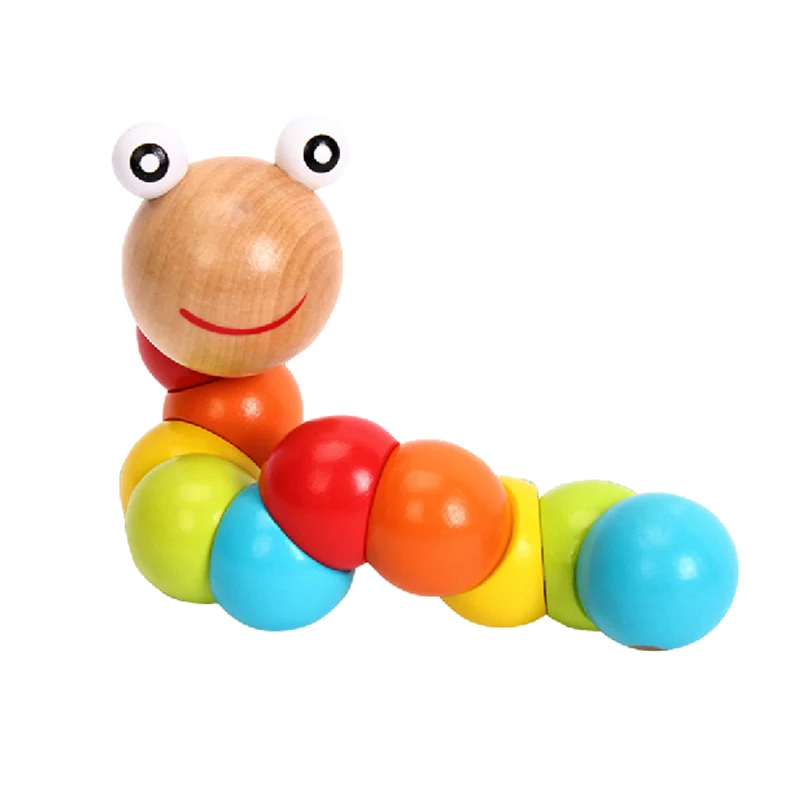 wooden caterpillar baby toy