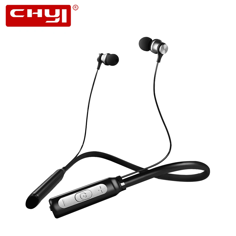 

CHYI Magnetic Neckband Wireless Bluetooth Earphone Ergonomic BT4.1 In-ear Stereo Hifi IPX4 Headset With Mic Ear Hook For iPhone