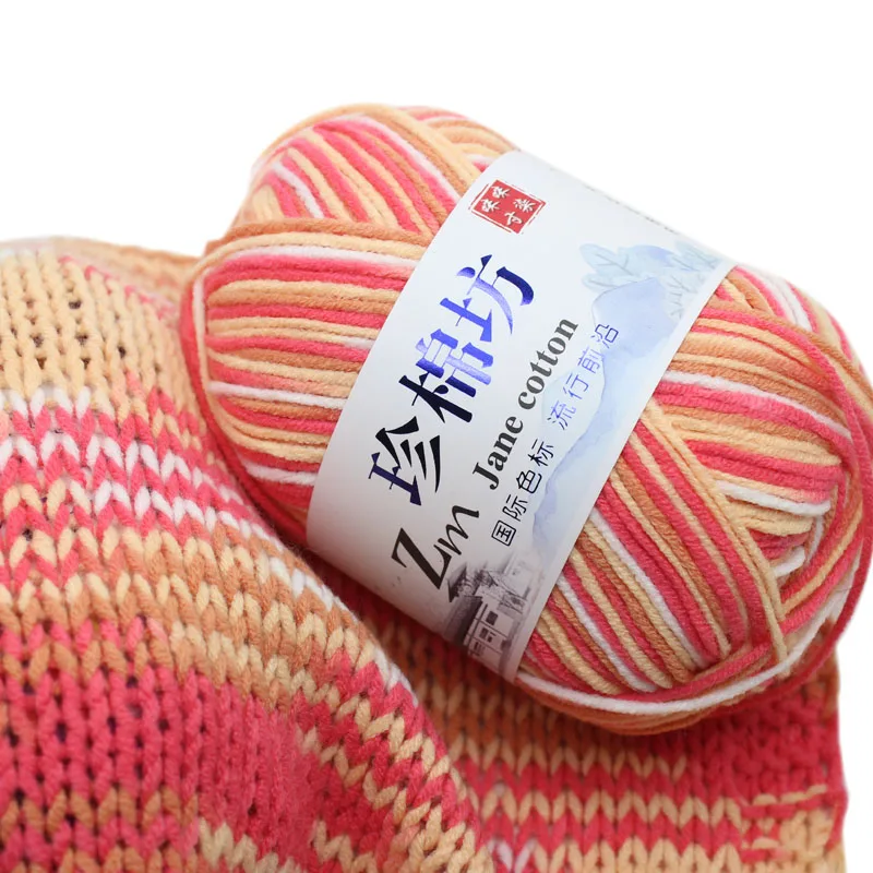 

1Pc=50g Fancy yarn for knitting Pad Dyed Cotton Blended Mix Colorful Crochet Yarn Suggest Needle 3mm