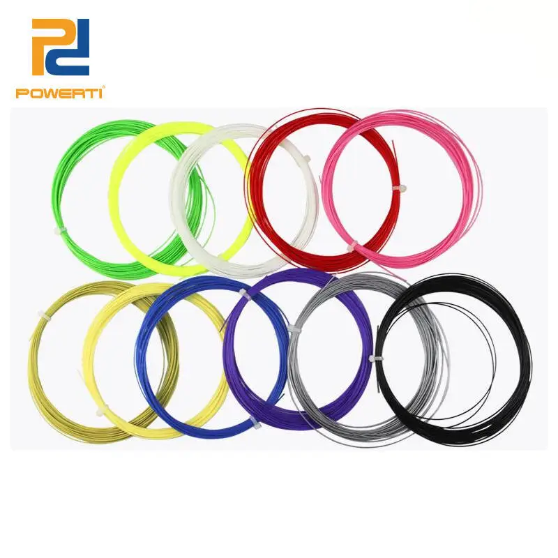 

POWERTI 20pcs/lot 0.68mm Badminton Racket String like BG65 Control Nylon Badminton Training String High Elasticity for Sport