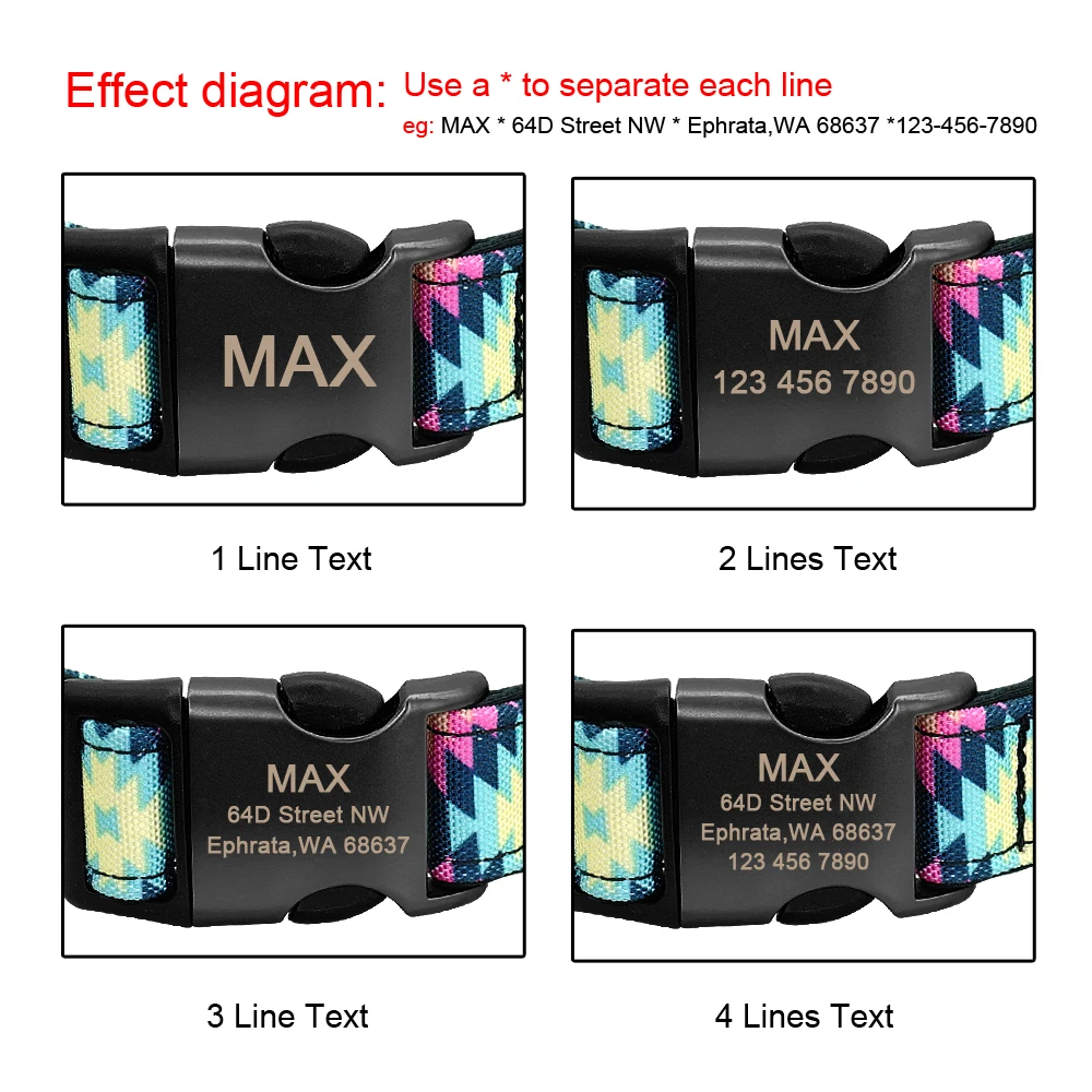 Ошейник для домашних животных, индивидуальный ошейник для собак, нейлоновый ошейник с принтом, настраиваемый ошейник для собак, антилог для средних и больших собак, питбуль