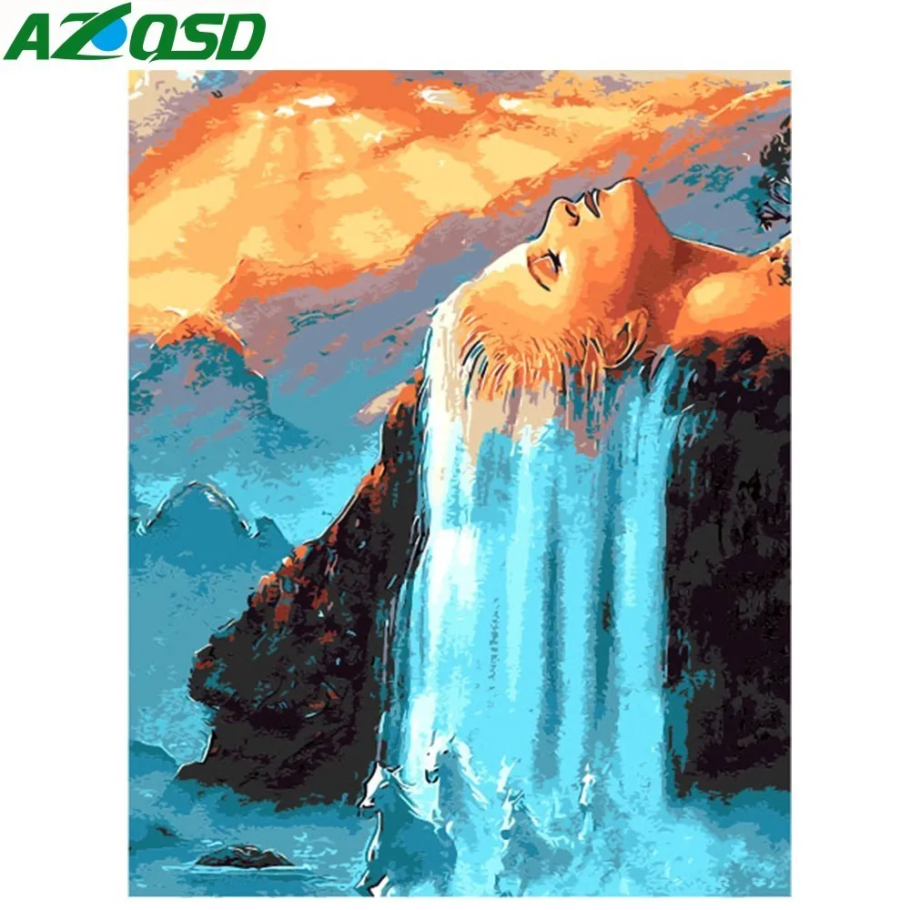AZQSD красивая девушка Осенние картины по номерам на холсте 40x50 см картина маслом
