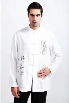 

Free Shipping ! White Fashion Spring Chinese Style Men's Cotton Linen Kung-Fu Jacket Coat M L XL XXL XXXL M21