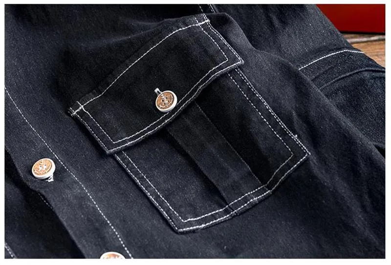 Mcikkny Spring Autumn Men's Cargo Denim Bib Overalls Eagle Embroidery Jeans Jumpsuits For Male Suspender Pants  (3)