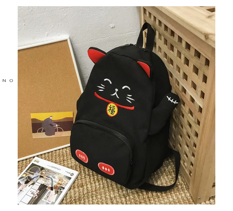 Menghuo Cute Cat Canvas Backpack Cartoon Women Backpacks for Teenage Girls School Bag Fashion Black Pink Pig Rucksack mochilas_34-1_19