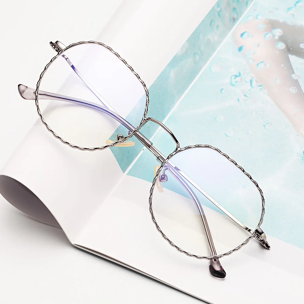 Новые круглые очки для близорукости с синим лучем, готовые Мужские Женские близорукие очки, близорукие унисекс, оптические очки - Цвет оправы: Gun